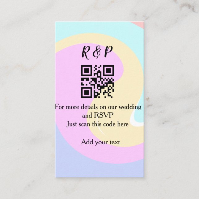 Carte De Visite Site web de mariage rsvp q r code ajouter nom text (Devant)