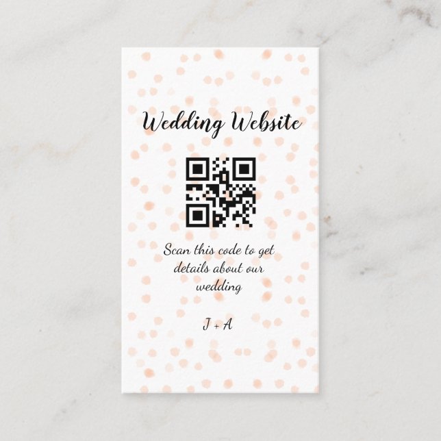 Carte De Visite Site web de mariage scannez le code QR pour les dé (Devant)