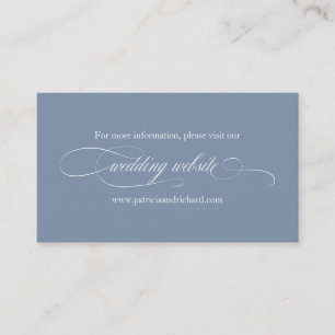 Carte De Visite Site Web de Mariage Simple Élégant Bleu Poussiéreu