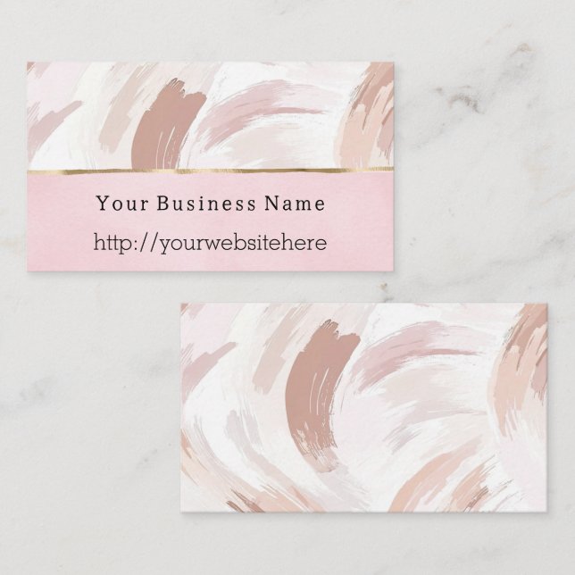 Carte De Visite Site Web de nom d'entreprise Abstrait Crème Rose P (Devant / Derrière)