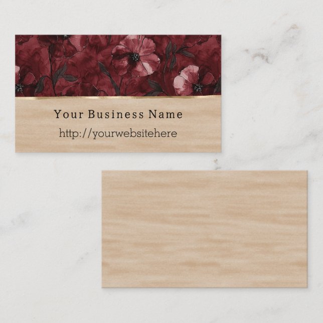 Carte De Visite Site web de nom d'entreprise Crème florale rouge B (Devant / Derrière)