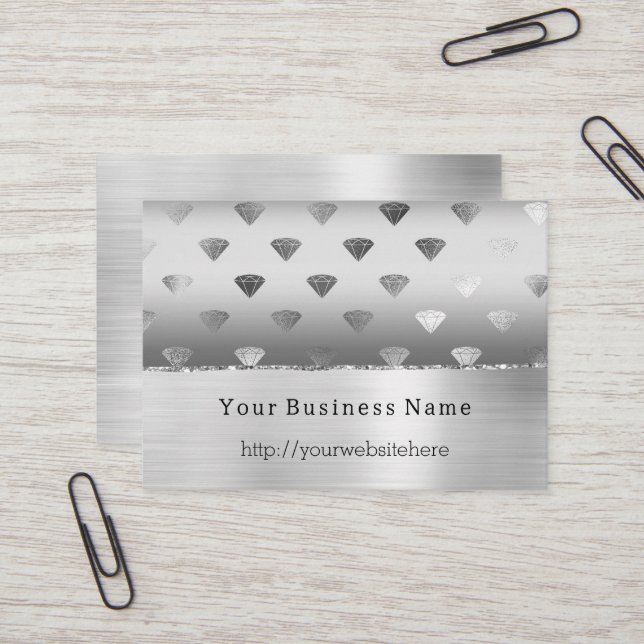 Carte De Visite site web de Silver White Diamonds nom commercial (Devant/Arrière en situation)