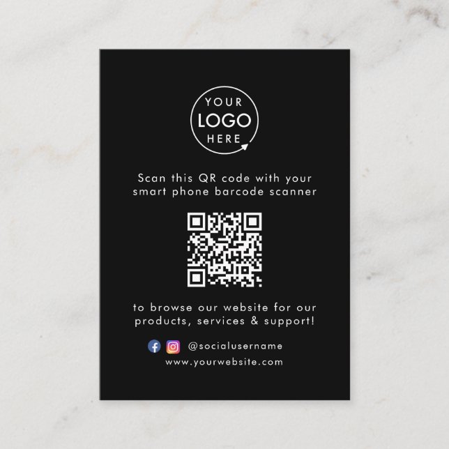 Carte De Visite Site Web d'entreprise | QR Code Scan Me Modern Bla (Devant)