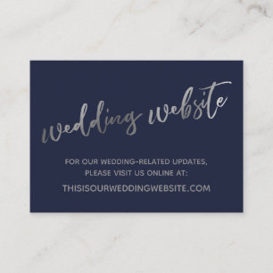 Carte De Visite Site Web des Mariages Silver & Navy & Save the Dat
