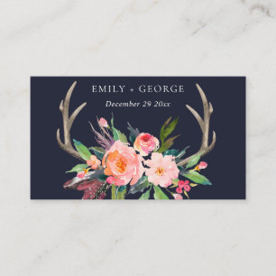 CARTE DE VISITE SITE WEB DU MARIAGE FLORAL BOHO NAVY BARN BLUSH AN