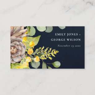 CARTE DE VISITE SITE WEB MARIAGE DE NAVY SUNFLOWER EUCALYPTUS FLOR