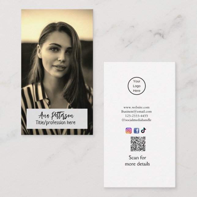 Carte De Visite site web QR code email social professionnel modern (Devant / Derrière)