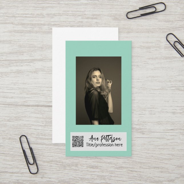 Carte De Visite site web QR code email social professionnel modern (Devant/Arrière en situation)