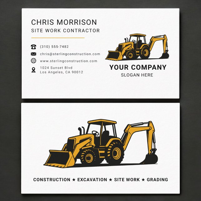 Carte De Visite Site Work Contractor Professional (Créateur téléchargé)