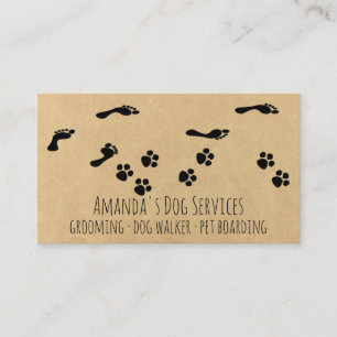 Carte De Visite Sitter Chien Rustique Services pour animaux de com
