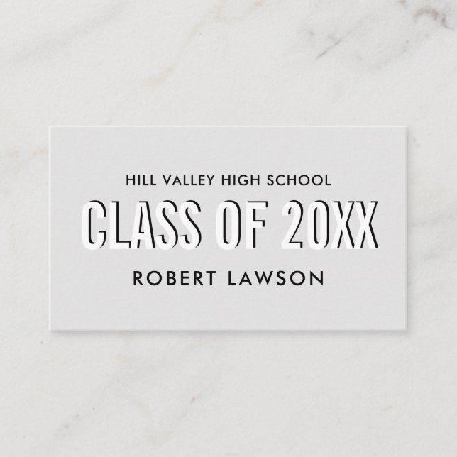 Carte De Visite Sivler Grey Class Graduation Name Social Icon (Devant)