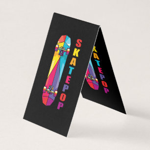 Carte De Visite Skatepop Planche à Roulettes Colorée