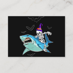 Carte De Visite Skeleton équitation requin drôle - Crazy Halloween
