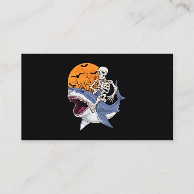 Carte De Visite Skeleton équitation Requin Drôle Halloween Costume (Devant)