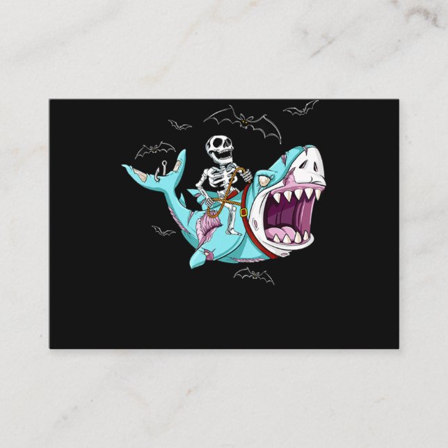 Carte De Visite Skeleton équitation Zombie Shark Funny Halloween c (Devant)