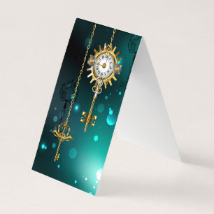 Carte De Visite Skeleton Keys on Green Background