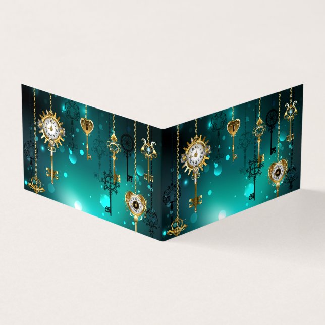 Carte De Visite Skeleton Keys on Green Background (Extérieur)