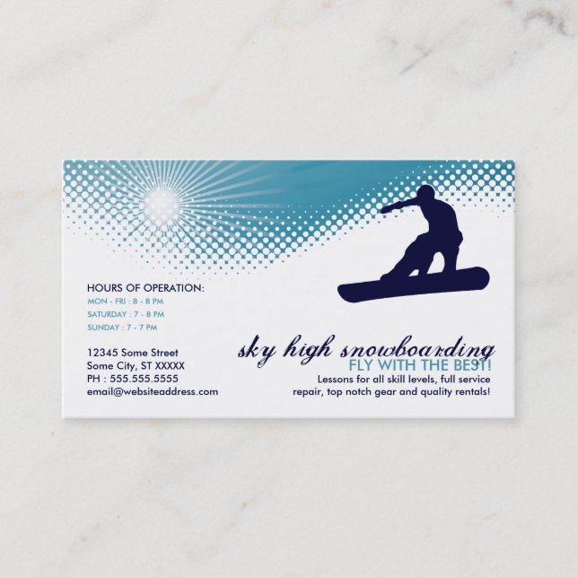 Carte De Visite ski high snowboard (Devant)
