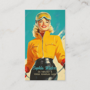 Carte De Visite Ski rétros Glamour Vintage hiver Aventure