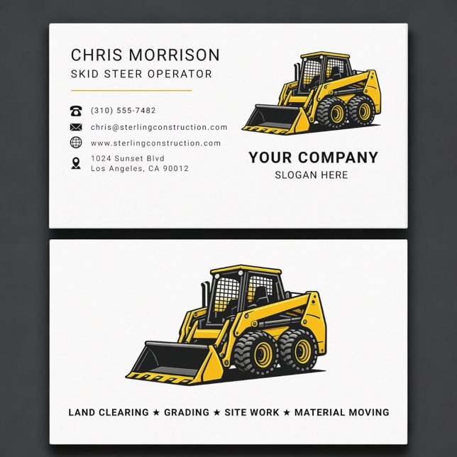 Carte De Visite Skid Steer Construction Company (Créateur téléchargé)
