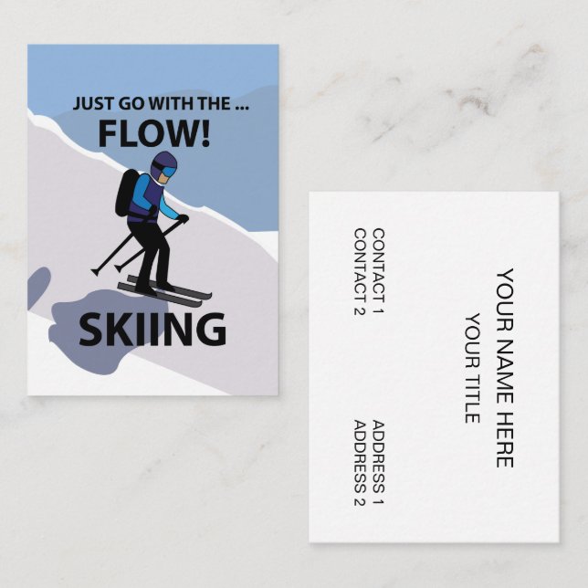 Carte De Visite Skiing Just Go With The Flow Skiing (Devant / Derrière)
