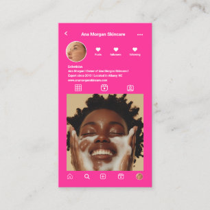 Carte De Visite Skincare Instagram Photo Grid rose QR Code
