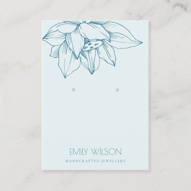 CARTE DE VISITE SKY AQUA TURQUOISE BLEU LOTUS SIMPLE EARRING AFFIC (Devant)