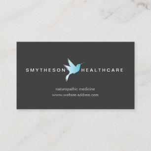 Carte De Visite Sky Blue Hummingbird Logo Santé & Bien-être Grey