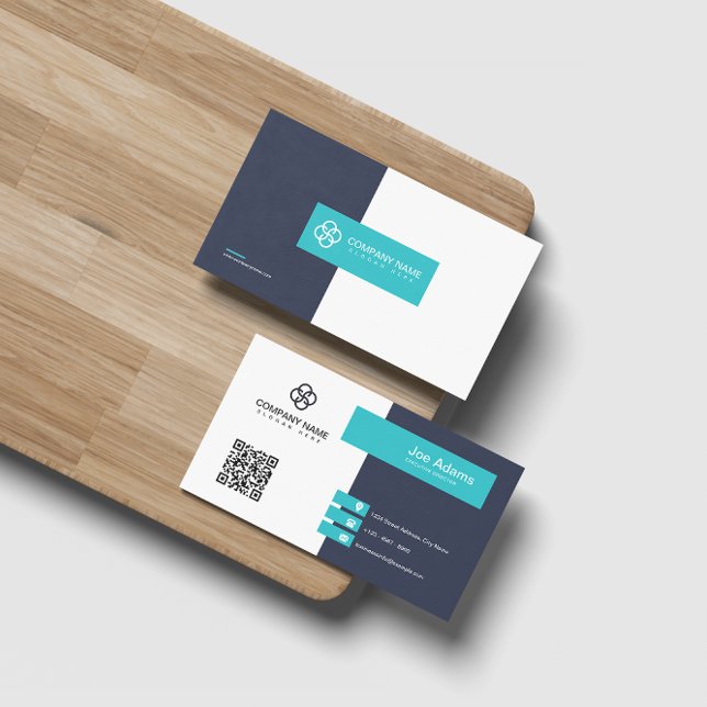 Carte De Visite Sky Modern Simple Professional Code QR Scannable (Créateur téléchargé)