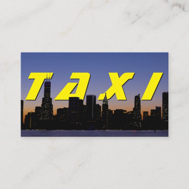 Carte De Visite Skyline de la ville de TAXI jaune pour chauffeur d (Devant)