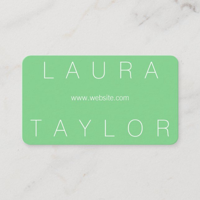Carte De Visite Sleek Font and Sophisticated Mint Green (Devant)