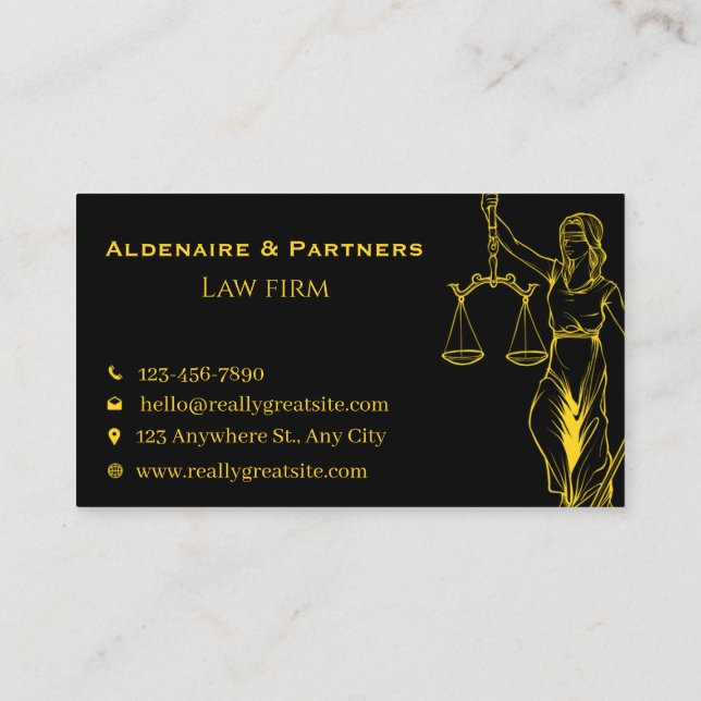 Carte De Visite Sleek Law & Justice Business Card | Attorney (Dos)