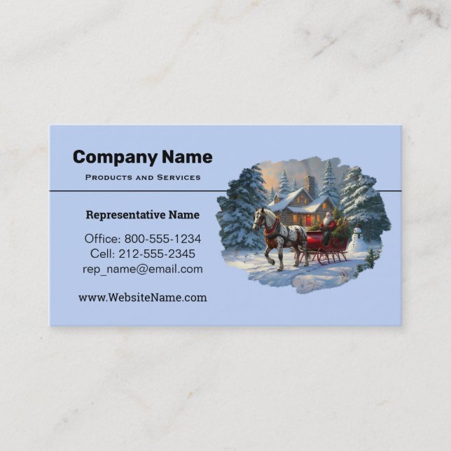 Carte De Visite Sleigh Père Noël à cheval de Noël (Devant)