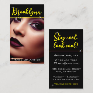 Carte De Visite Slogan jaune noir moderne avec photo de luxe