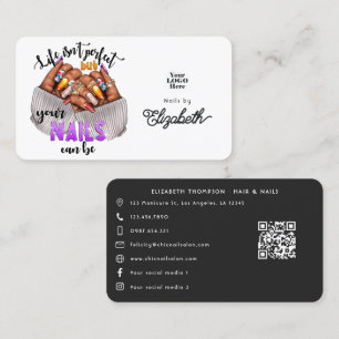 Carte De Visite Slogan Ongles Parfaits Salon de Manucure Chic