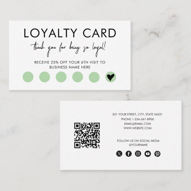 Carte De Visite Small Business QR Code Loyalty Reward Discount (Devant / Derrière)