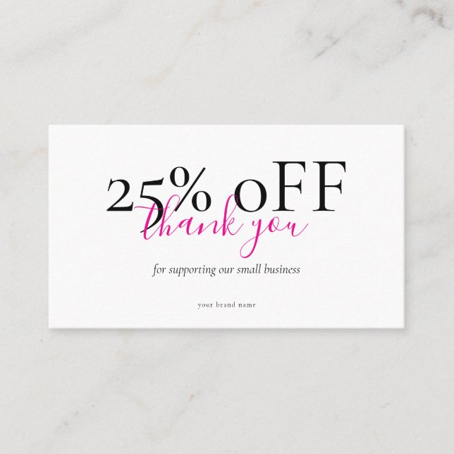 Carte De Visite Small Business Thank You Discount Card Blush (Devant)