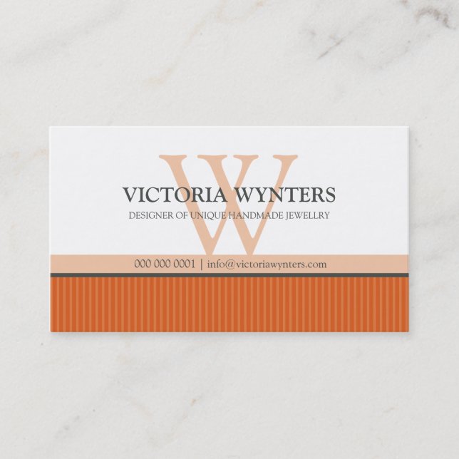 CARTE DE VISITE smart moderne monogramme orange (Devant)