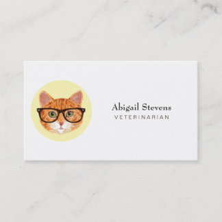 Carte De Visite Smart Orange Chat Porter des lunettes