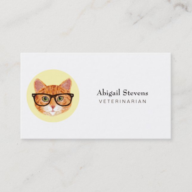 Carte De Visite Smart Orange Chat Porter des lunettes (Devant)
