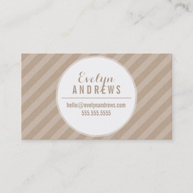 Carte De Visite SMART SIMPLE SPOT strié motif cool blanc kraft (Devant)