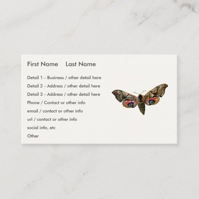 Carte De Visite Smerinthus ocellata - Eyed Hawk-Moth Image couleur (Devant)