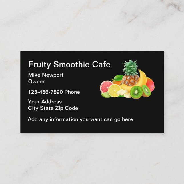 Carte De Visite Smoothie Cafe Theme Modern (Devant)