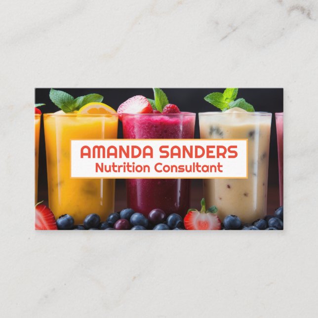Carte De Visite Smoothies dans des Verres | Fruits (Devant)