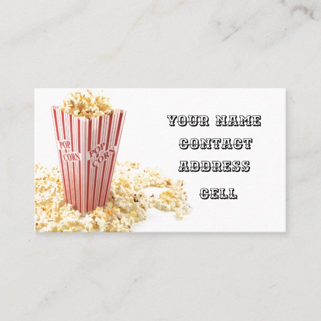 CARTE DE VISITE SNACK DE POPCORN DE TEMPS DU FILM (Devant)