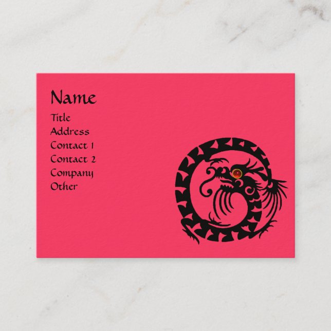 Carte De Visite SNAKE DRAGON RUBY noir et blanc rouge rose (Devant)