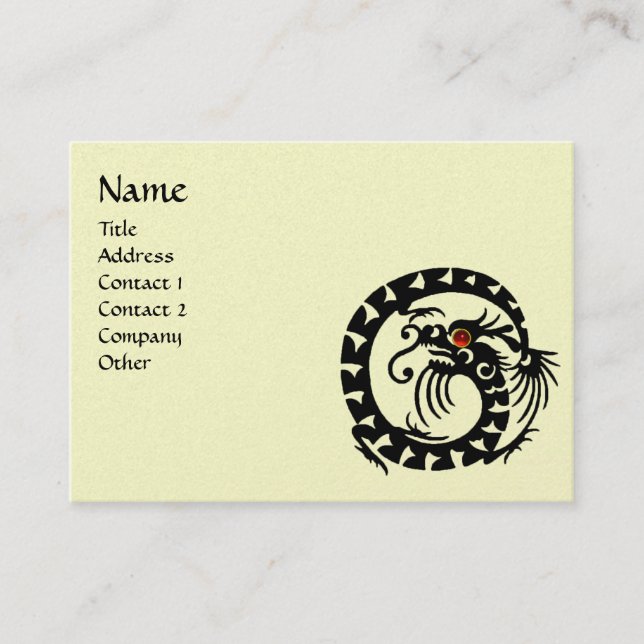 Carte De Visite SNAKE DRAGON RUBY noir rouge, or métal jaune (Devant)