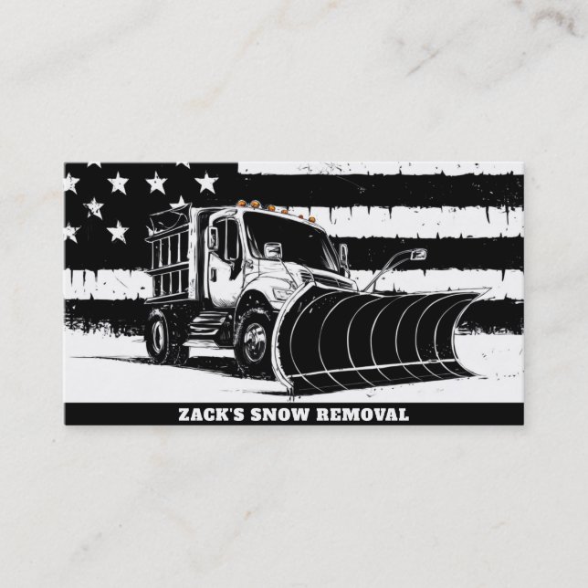Carte De Visite *~* Snow Removal Plow Flag Patrioting Truck AP74 (Devant)