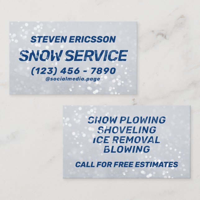 Carte De Visite Snow removal services  (Devant / Derrière)