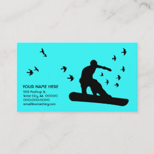 Carte De Visite snowboard aux oiseaux : couleur personnalisable